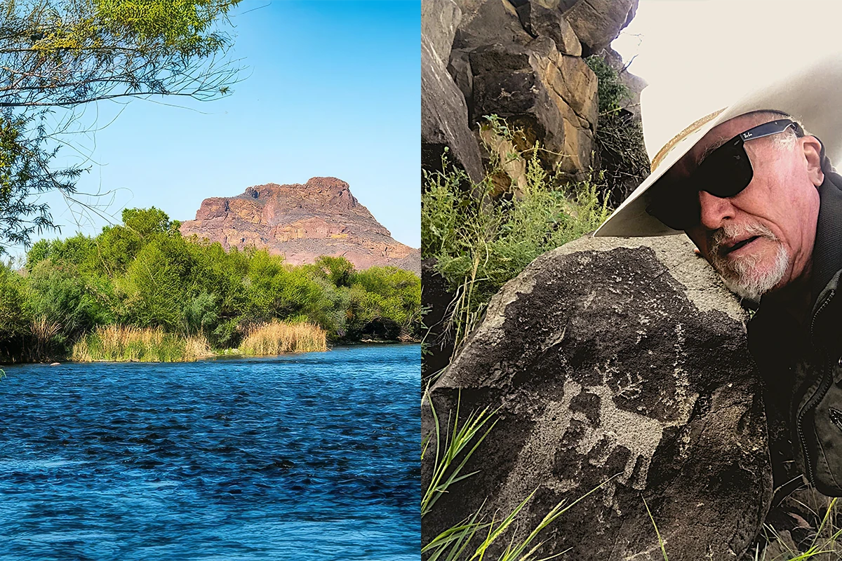 Headshot of Darrell Davis alongside a pictures of the Verde River.